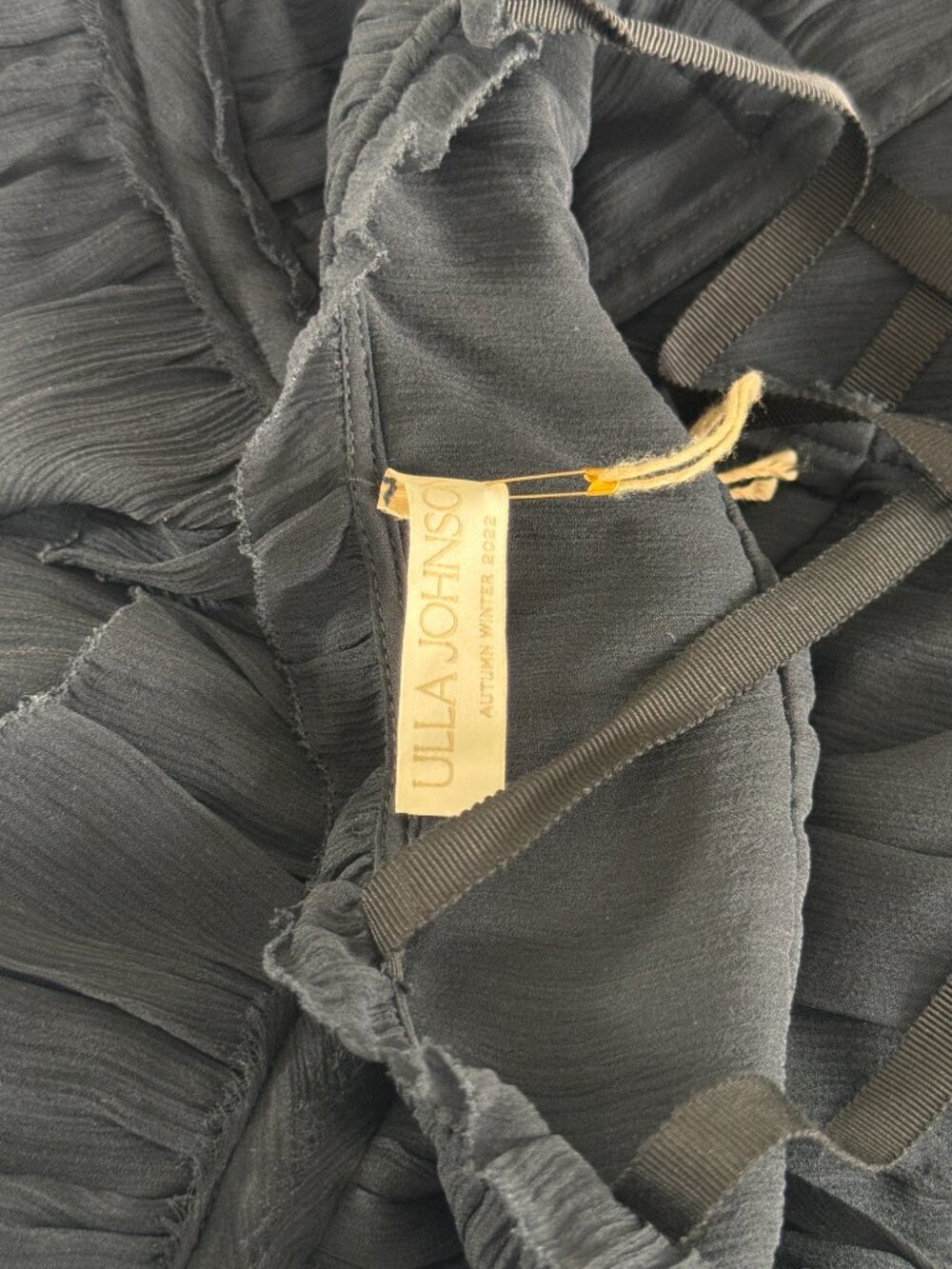 NWT Ulla Johnson Agathe Black Silk V-Neck Gown Size 4 $1195 - Picture 13 of 16